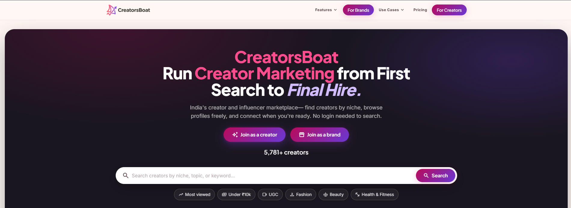 CreatorsBoat website screenshot